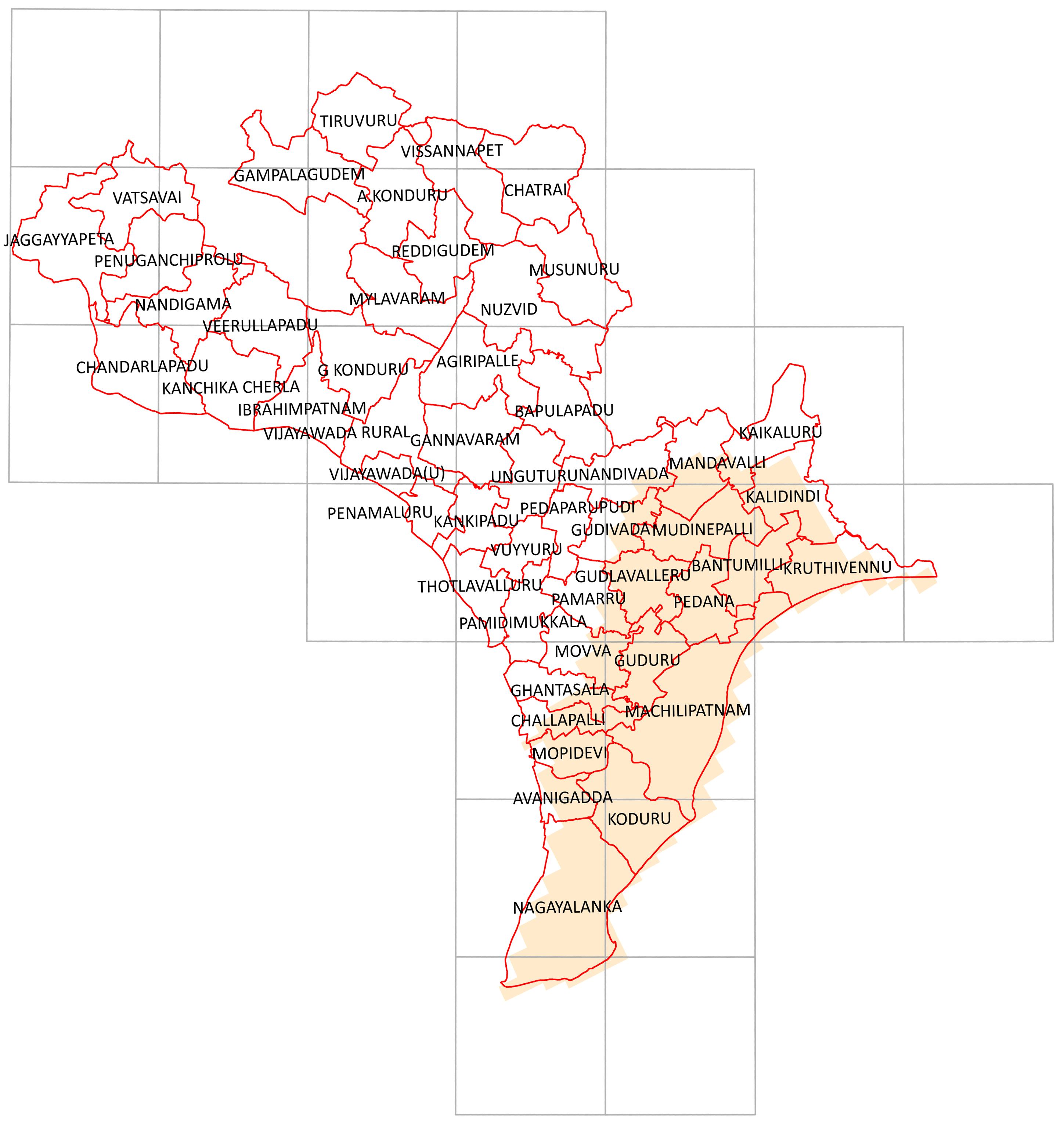 Storm surge inundation map for cyclone with wind speed 